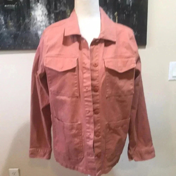 Sanctuary Cotton Utility Jacket w/button Front Oversized pockets Size Large - Picture 2 of 9